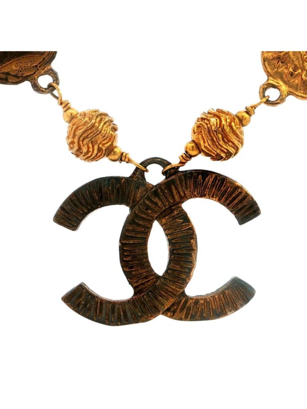 Chanel CC Logo Coin Motif Pendant Alloy Plated Gold
